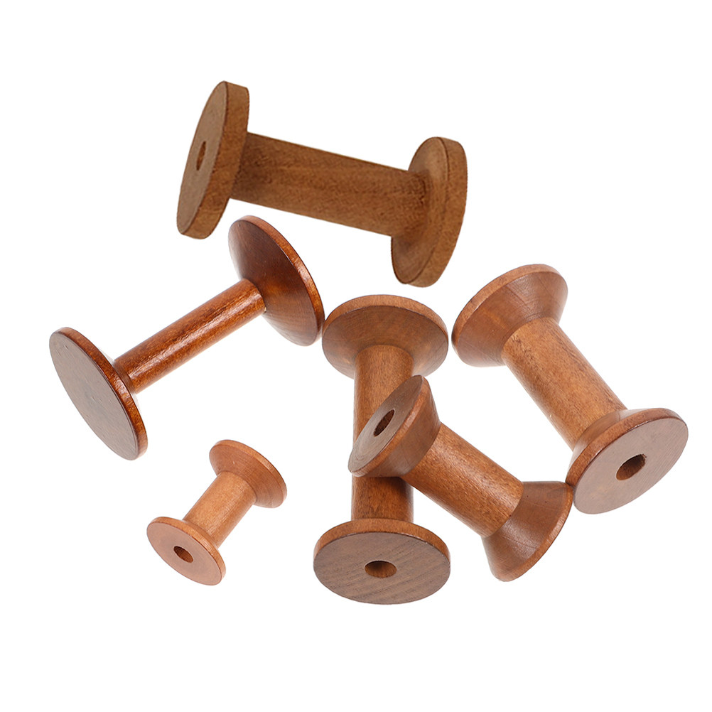 6Pcs Vintage Wood Spools Empty - Embroidery Craft ulasan dan harga