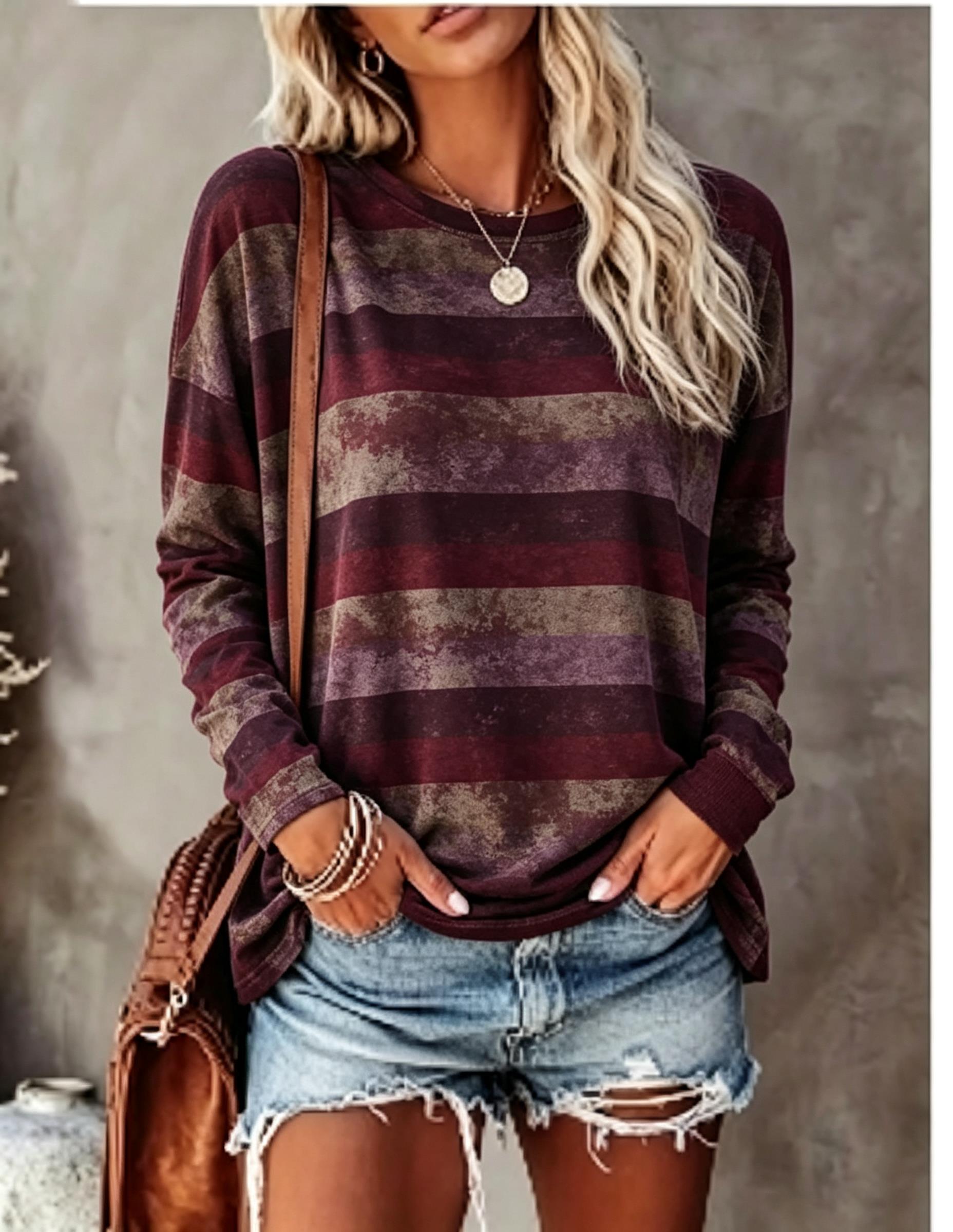 Women Long Sleeve T‑Shirt Vint - Embellish Knit ulasan dan harga