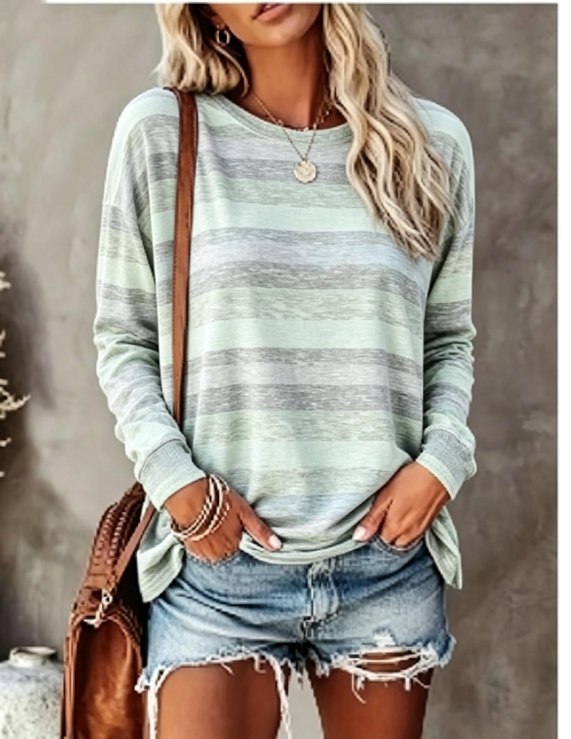 Women Long Sleeve T‑Shirt Vint - Embellish Knit ulasan dan harga